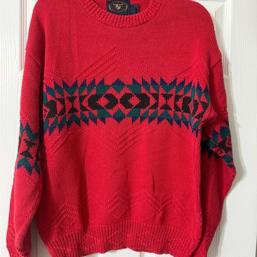 Vintage 90s Lake Harmony Red Knit Sweater